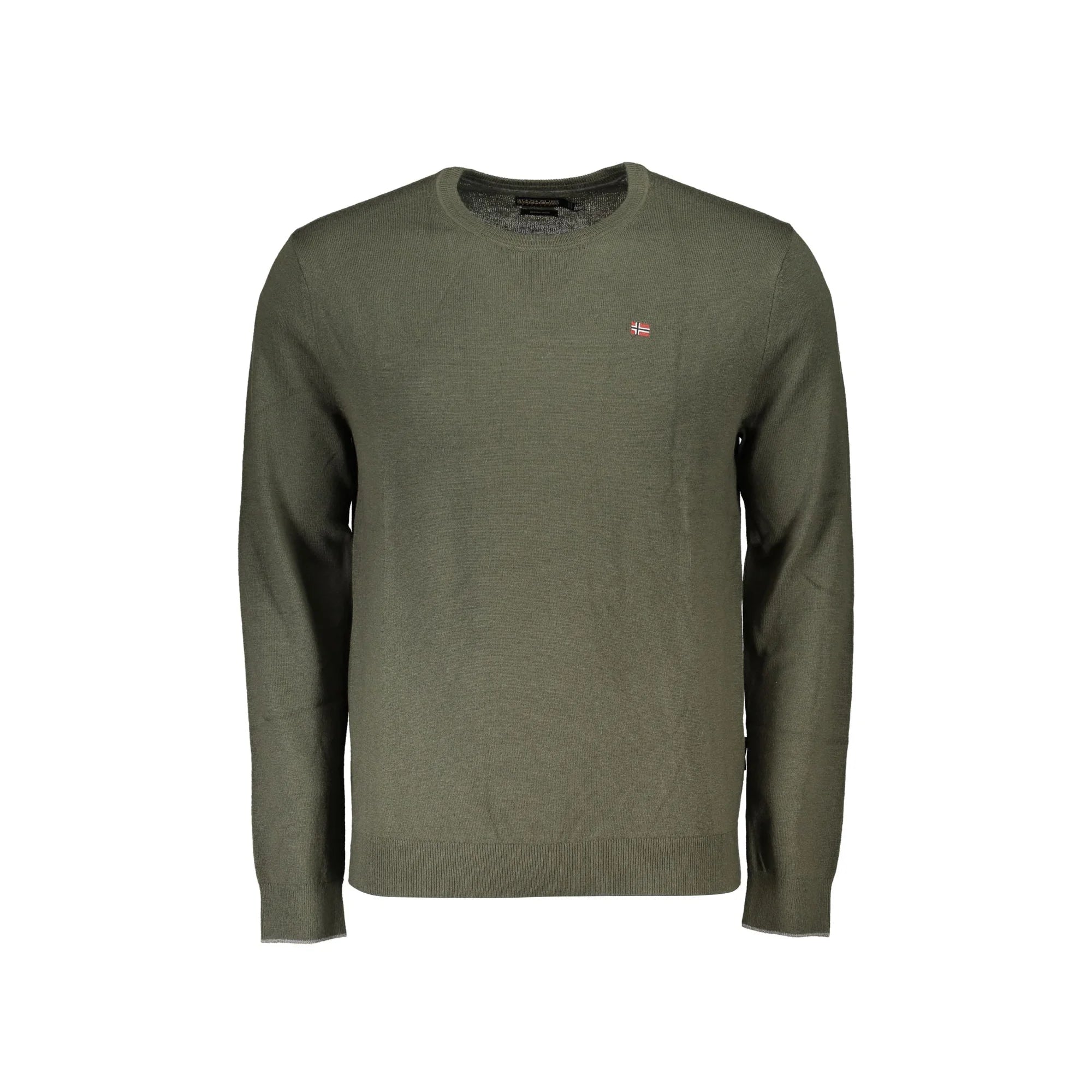 Napapijri Maglione Uomo Verde Girocollo con Ricamo Logo Maglie - foto prodotto